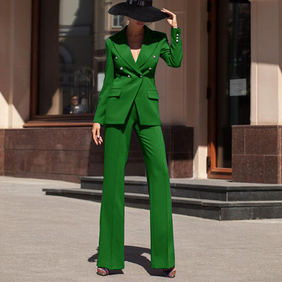 Set de damă din două piese, elegant, dublu piept, jachetă+pantaloni, temperament, modă, costume cu blazer de lux