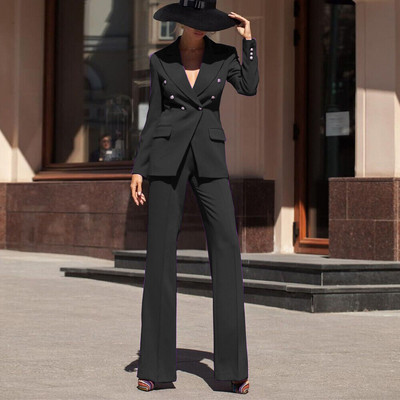 Set de damă din două piese, elegant, dublu piept, jachetă+pantaloni, temperament, modă, costume cu blazer de lux