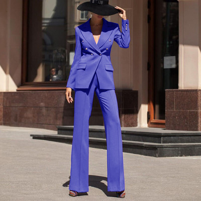Set de damă din două piese, elegant, dublu piept, jachetă+pantaloni, temperament, modă, costume cu blazer de lux