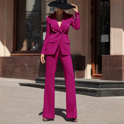 Set de damă din două piese, elegant, dublu piept, jachetă+pantaloni, temperament, modă, costume cu blazer de lux