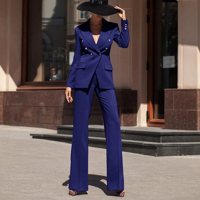 Set de damă din două piese, elegant, dublu piept, jachetă+pantaloni, temperament, modă, costume cu blazer de lux