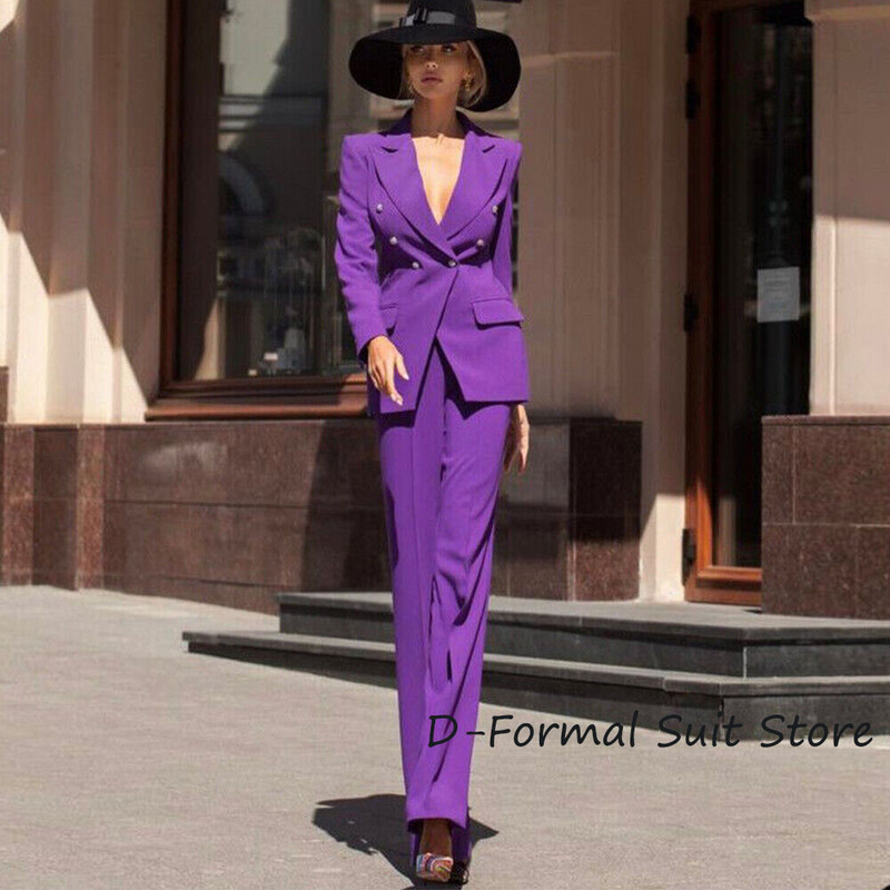 Set de damă din două piese, elegant, dublu piept, jachetă+pantaloni, temperament, modă, costume cu blazer de lux