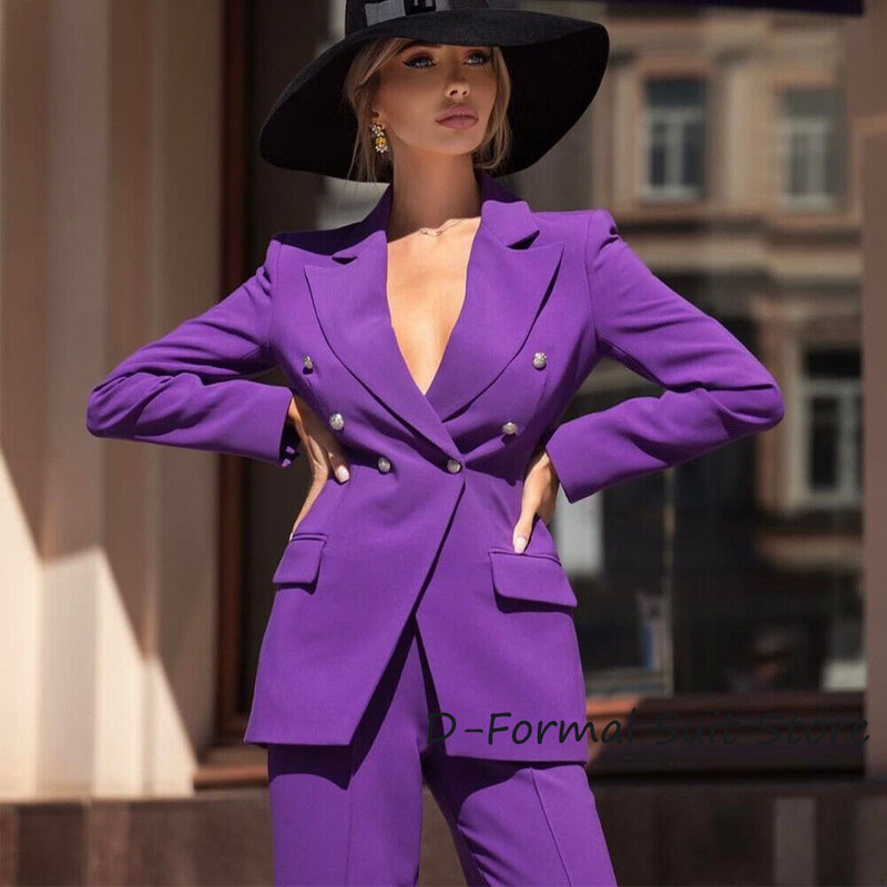 Set de damă din două piese, elegant, dublu piept, jachetă+pantaloni, temperament, modă, costume cu blazer de lux