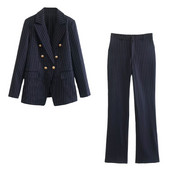 ΓΥΝΑΙΚΕΙΑ TRAF Νέα Pinstripe Διπλό Σακάκι Κοστούμι Μόδα Ιδιοσυγκρασία Γραφείο Γυναικείο Κομψό Μπλέιζερ Σετ δύο τεμαχίων 8151424