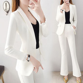 Ținute 2 piese 2022 Set două piese de modă pentru femei Set formal Costum blazer Set femei Pantaloni stil coreean Pantaloni albi de birou
