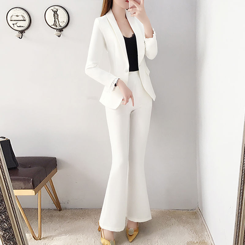 Ținute 2 piese 2022 Set două piese de modă pentru femei Set formal Costum blazer Set femei Pantaloni stil coreean Pantaloni albi de birou