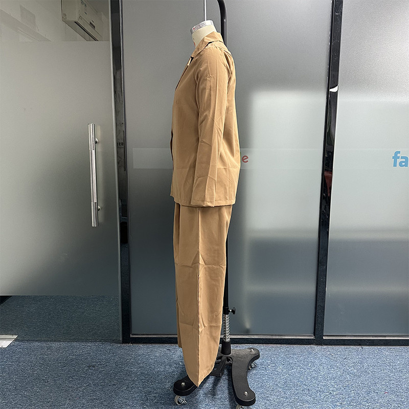Waytobele Blazer Set Două Piese Femei Moda Toamnă Solid Manecă Lungă Solid Rever Top Largi Cu buzunare Pantaloni High Streetwear