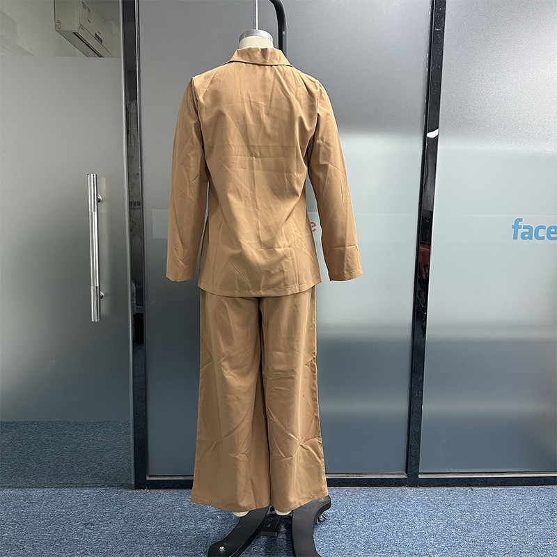 Waytobele Blazer Set Două Piese Femei Moda Toamnă Solid Manecă Lungă Solid Rever Top Largi Cu buzunare Pantaloni High Streetwear