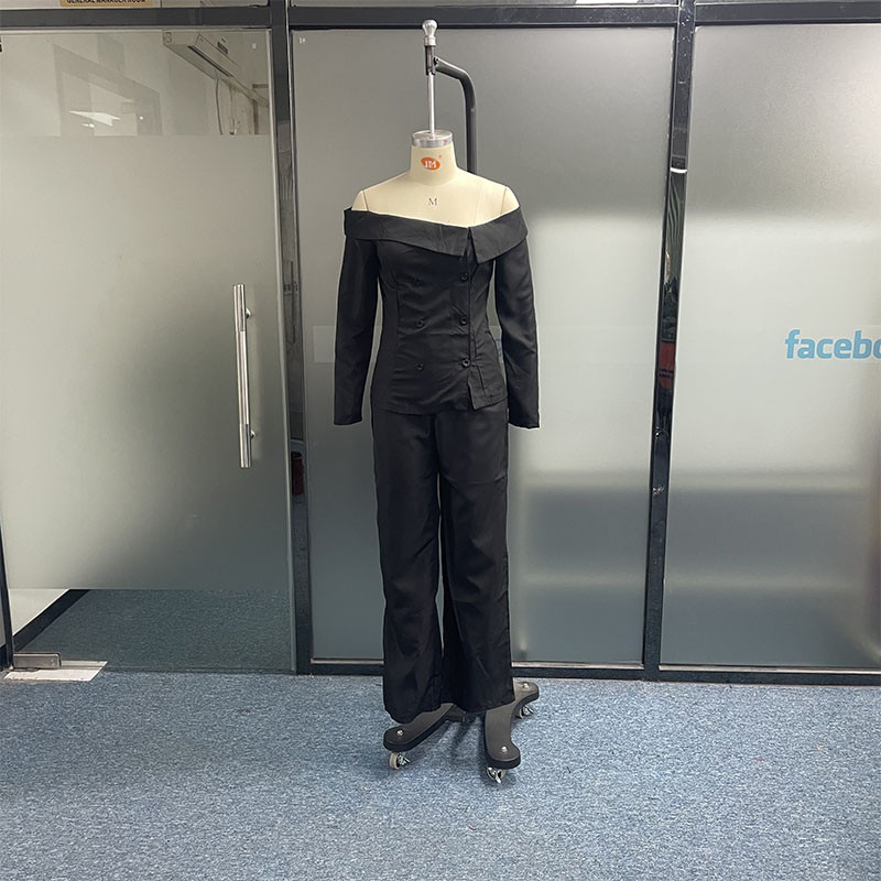 Waytobele Costum din două piese pentru femei, la modă de iarnă, ocazional, solid, cu mânecă lungă, cu un umăr, pantaloni largi, picioare largi, set de pantaloni Streetwear