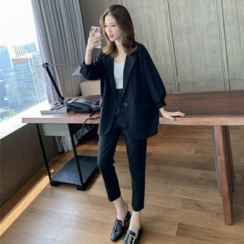 Jachetă de costum Seturi de două piese pentru femei Îmbrăcăminte formală Blazer și pantaloni pentru femei Set de costume 2 piese elegante Îmbrăcăminte de birou ținute de toamnă