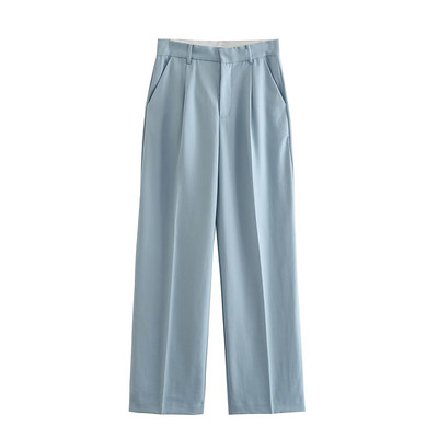 NŐI TRAF Új 2022 hosszú egyenes irodai öltöny dzsekik Temperament Flip Pocket Retro női elegáns blézer kétrészes szett Mujer