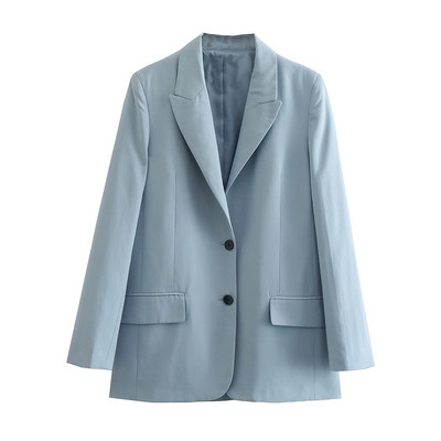 NŐI TRAF Új 2022 hosszú egyenes irodai öltöny dzsekik Temperament Flip Pocket Retro női elegáns blézer kétrészes szett Mujer