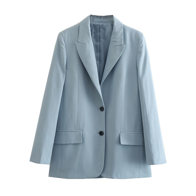 FEMEII TRAF Nou 2022 Jachete de costum lungi drepte birou Temperament Buzunar cu clapetă Retro Femei Chic Blazer Set din două piese Mujer