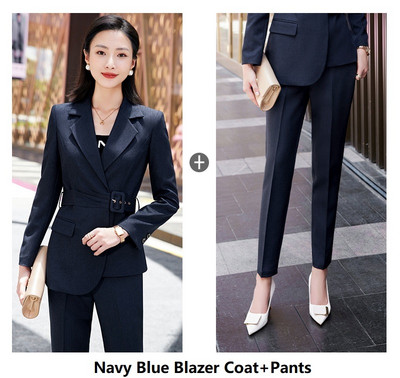 Toamna Iarna Modele de uniforme formale Costume pantaloni cu pantaloni si jachete Palton Stiluri profesionale OL Femei Set de pantaloni blazere