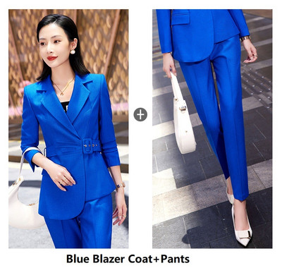 Toamna Iarna Modele de uniforme formale Costume pantaloni cu pantaloni si jachete Palton Stiluri profesionale OL Femei Set de pantaloni blazere