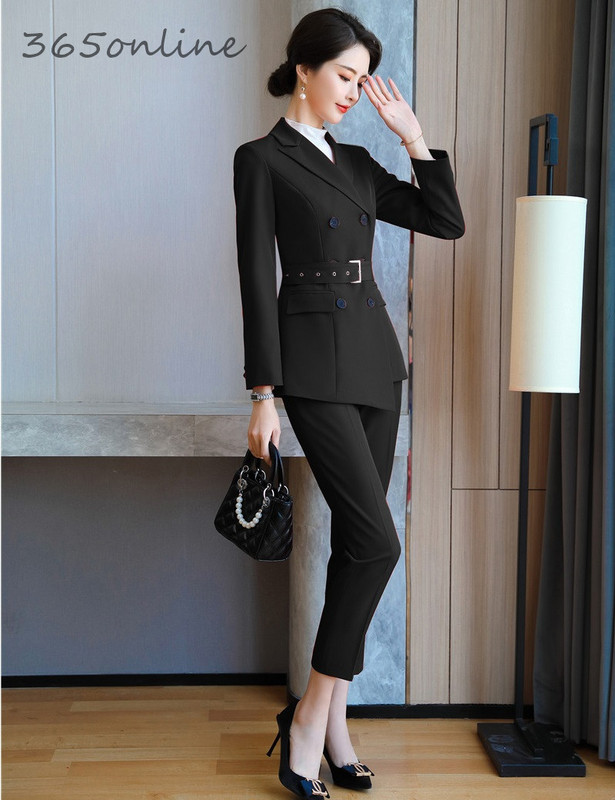 Noutate roșie formale profesioniste costume de afaceri pentru femei cu set 2 piese pantaloni și jachete haine doamne îmbrăcăminte de birou set de blazere
