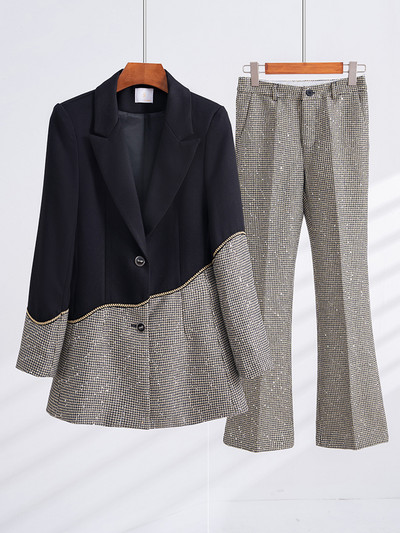 Costumul cu pantaloni pentru femei, toamnă iarnă, pentru birou, pentru doamne, pentru munca de afaceri, formal, 2 piese, pentru femei, blazer și pantaloni cu mânecă lungă
