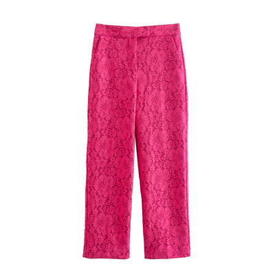 TRAF Costum de damă din țesătură din dantelă Blazer 2022 primăvară toamnă 2 buc ținute birou jachetă solidă + pantaloni cu fermoar îmbrăcăminte de bază cu pantaloni lungi