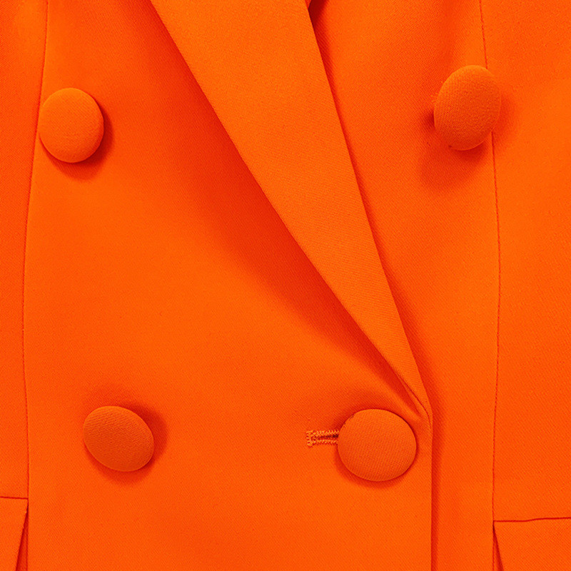 Seturi Blazer Pantaloni Portocaliu Fluorescent Toamna 2022 Noua Modă Dublu-Sânt Nasturi Pantaloni Office Poarta Costum Două Piese