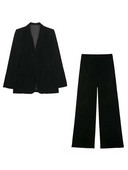 KLKXMYT TRAF Seturi de blaze din catifea pentru femei Costume 2 piese 2023 Noua moda de toamna Set de sacou + pantaloni 2 piese tinute dama