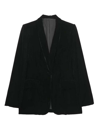 KLKXMYT TRAF Seturi de blaze din catifea pentru femei Costume 2 piese 2023 Noua moda de toamna Set de sacou + pantaloni 2 piese tinute dama