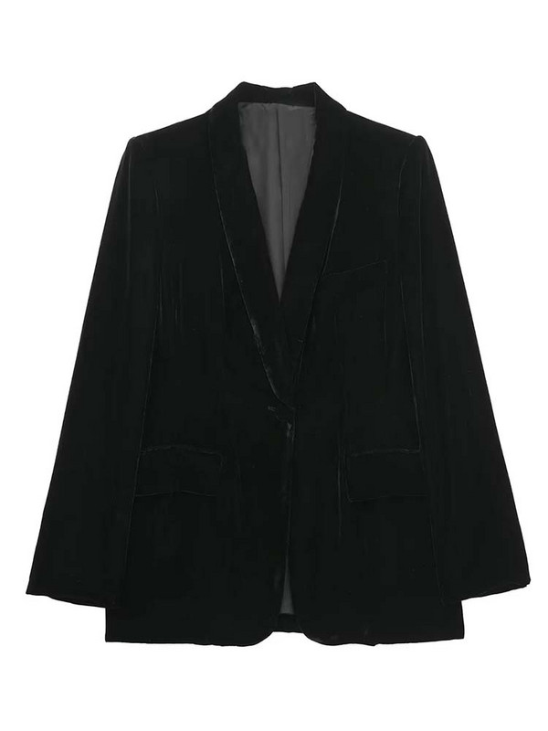 KLKXMYT TRAF Seturi de blaze din catifea pentru femei Costume 2 piese 2023 Noua moda de toamna Set de sacou + pantaloni 2 piese tinute dama