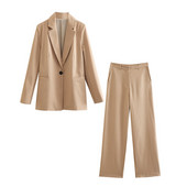 Costume Blazer Formal Nou 2022 Nou Toamnă Dună Verticală Tub drept Costum Femei Set 2 piese Costum de vacanță la modă elegantă