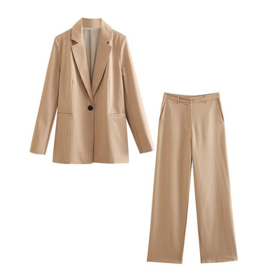 Costume Blazer Formal Nou 2022 Nou Toamnă Dună Verticală Tub drept Costum Femei Set 2 piese Costum de vacanță la modă elegantă