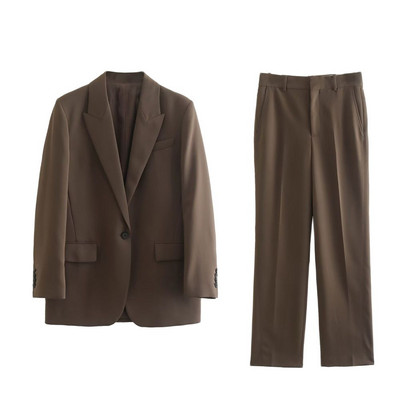 PB&ZA Costum pentru femei Blazere și pantaloni 2022, la modă, stil retro, unisex, solid, toamnă, set de îmbrăcăminte pentru femei, haine largi 2761248