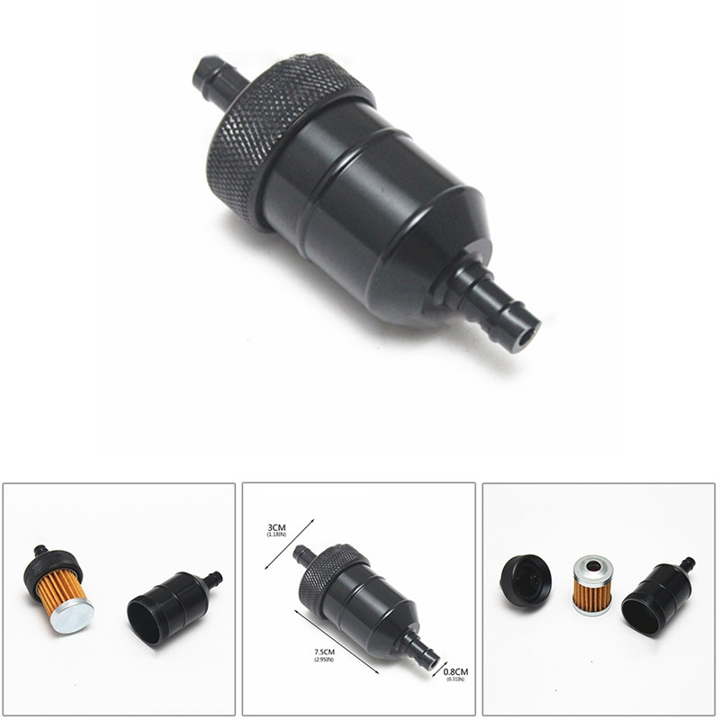 Filtru universal de 8 mm pe benzină, pe gaz, pentru curățarea filtrului de combustibil, din aliaj de aluminiu, pentru motocicletă, groapă, motocicletă, ATV, ulei, gaz, benzină, filtru de ulei