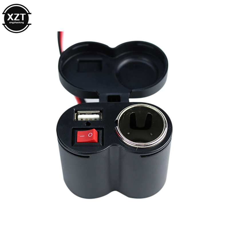 Încărcător USB rezistent la apă Kit priză de încărcare pentru motociclete cu cablu de brichetă Comutator pornit/oprit Usb impermeabil 12V 45V