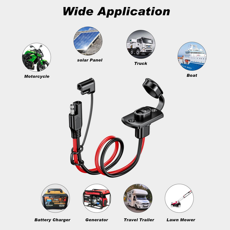 Extensie baterie auto Tender SAE DC Power Accesorii auto Cabluri solare Conector Conexiune celule 12AWG Panou Transfe G5U9