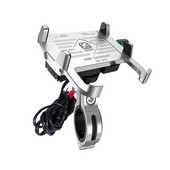 Suport telefon motocicletă 12-24V Suport telefon motocicletă din aluminiu rezistent la apă 18W QC 3.0 Încărcător USB Ghidon pentru motociclete 4-7 inci