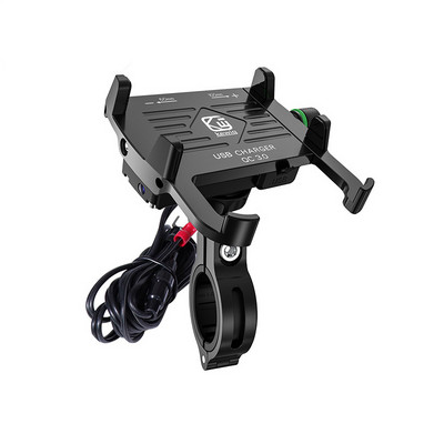 Suport telefon motocicletă 12-24V Suport telefon motocicletă din aluminiu rezistent la apă 18W QC 3.0 Încărcător USB Ghidon pentru motociclete 4-7 inci