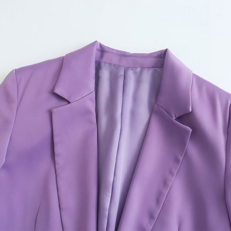 Sacou de damă șic cu textura din satin de mătase, ocazional, de modă, temperament, de culoare solidă, retro, elegant, pentru femei, set de blazer pentru femei