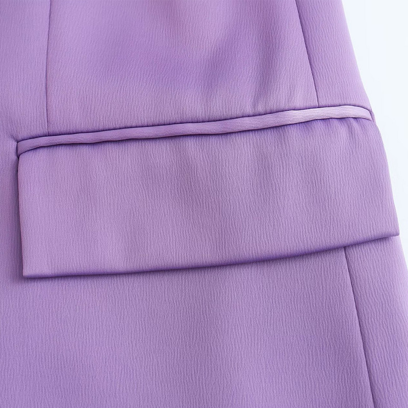 Sacou de damă șic cu textura din satin de mătase, ocazional, de modă, temperament, de culoare solidă, retro, elegant, pentru femei, set de blazer pentru femei