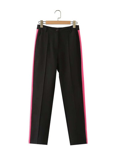 KLKXMYT TRAF Femei 2 Piese Seturi 2023 Nouă Moda Cusături Culoare Elegante Blazere Costum Pantaloni Talie Înaltă Set Tinute Femei