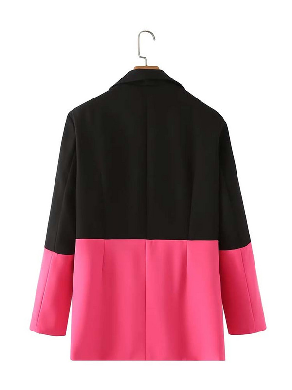 KLKXMYT TRAF Femei 2 Piese Seturi 2023 Nouă Moda Cusături Culoare Elegante Blazere Costum Pantaloni Talie Înaltă Set Tinute Femei