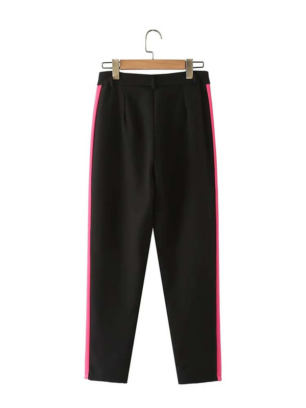 KLKXMYT TRAF Femei 2 Piese Seturi 2023 Nouă Moda Cusături Culoare Elegante Blazere Costum Pantaloni Talie Înaltă Set Tinute Femei