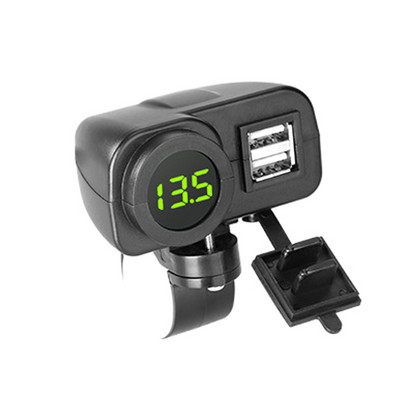 Încărcător rapid USB dublu pentru motocicletă Încărcător pentru telefon pentru motocicletă Afișaj digital Voltmetru Termometru Încărcător pentru telefon Priză de afișare
