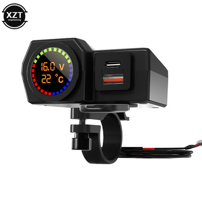 Ghidon de motocicletă Putere de încărcare Port dublu Adaptor de alimentare USB tip C Încărcător de motociclete pentru telefon tablete GPS