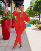 CM.YAYA Costum Pantaloni Femei Dantela Patchwork Sacouri A-line Topuri + Pantaloni Creion Două Seturi 2 Piese Îmbrăcăminte de birou Ținute la modă pentru femei