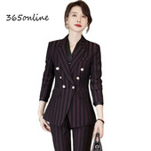 Costume de afaceri elegante pentru femei, cu pantaloni și jachete, în dungi, toamnă iarnă, haine profesionale, în stil birou
