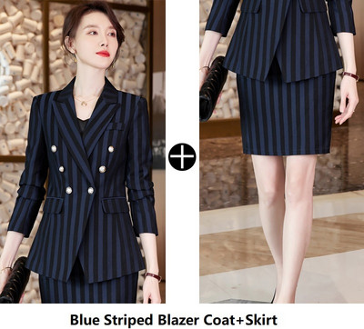 Costume de afaceri elegante pentru femei, cu pantaloni și jachete, în dungi, toamnă iarnă, haine profesionale, în stil birou