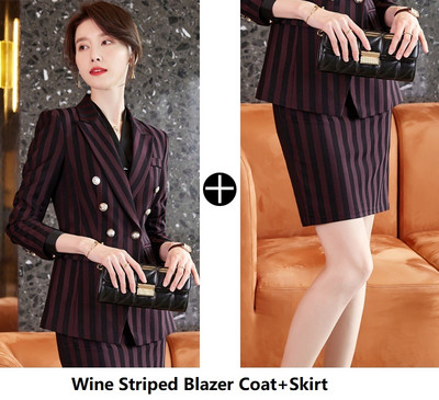 Costume de afaceri elegante pentru femei, cu pantaloni și jachete, în dungi, toamnă iarnă, haine profesionale, în stil birou