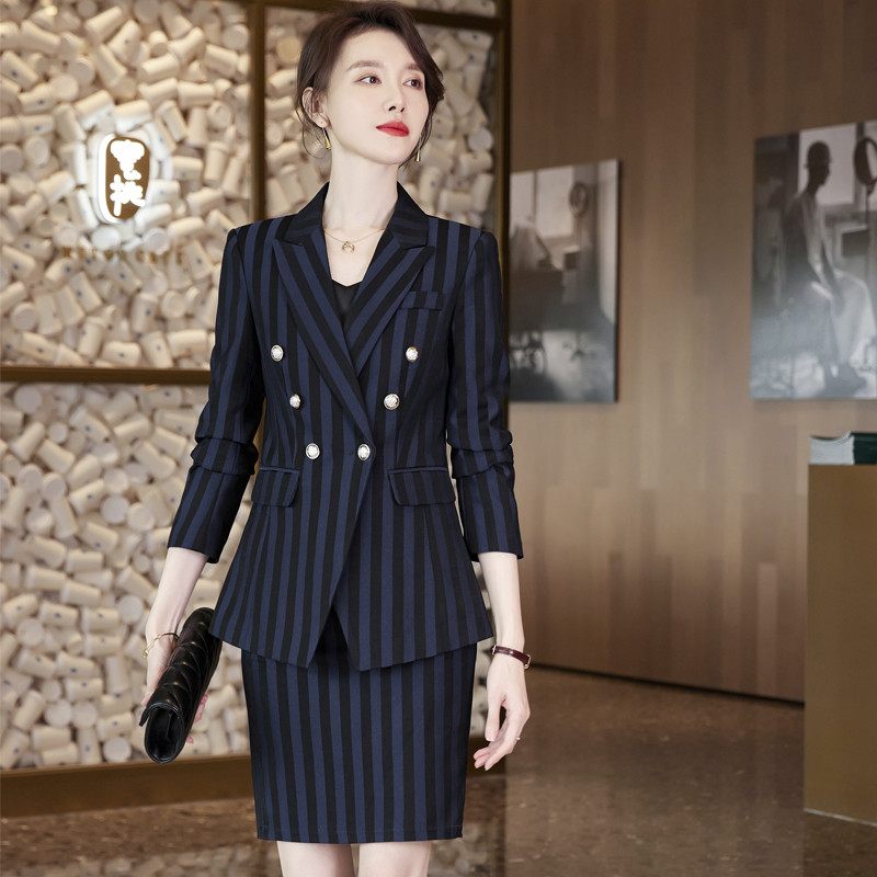 Costume de afaceri elegante pentru femei, cu pantaloni și jachete, în dungi, toamnă iarnă, haine profesionale, în stil birou