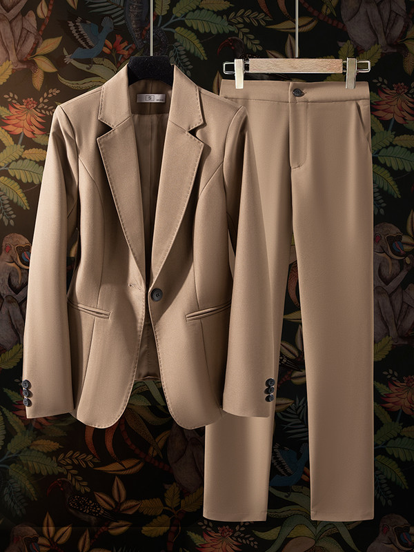 Costum pantalon formal negru bleumarin cafea Set 2 piese Femei Birou Doamne Imbracaminte de lucru pentru afaceri Blazer și pantaloni cu mânecă lungă