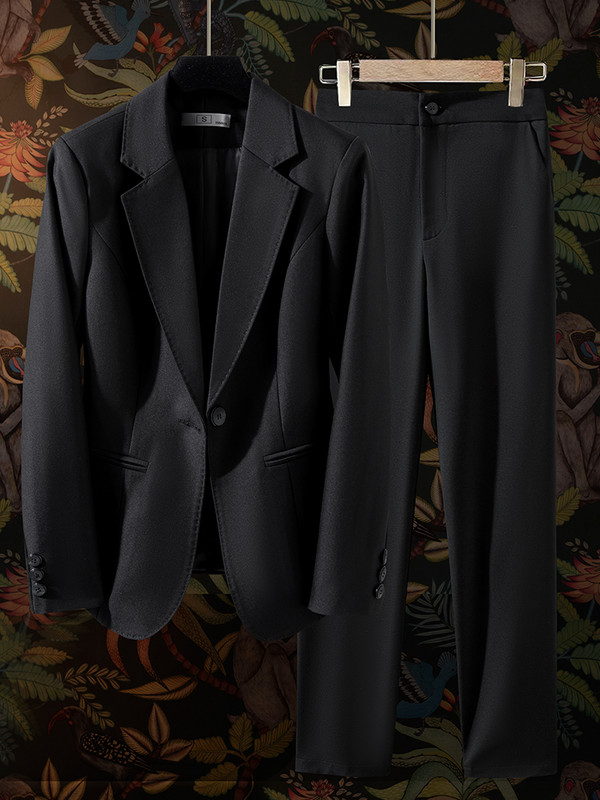 Costum pantalon formal negru bleumarin cafea Set 2 piese Femei Birou Doamne Imbracaminte de lucru pentru afaceri Blazer și pantaloni cu mânecă lungă