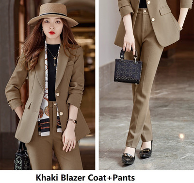 Țesătură de înaltă calitate, toamnă iarnă, costume de afaceri formale pentru femei, cu pantaloni și jachete, haine profesionale, stiluri OL, pantaloni