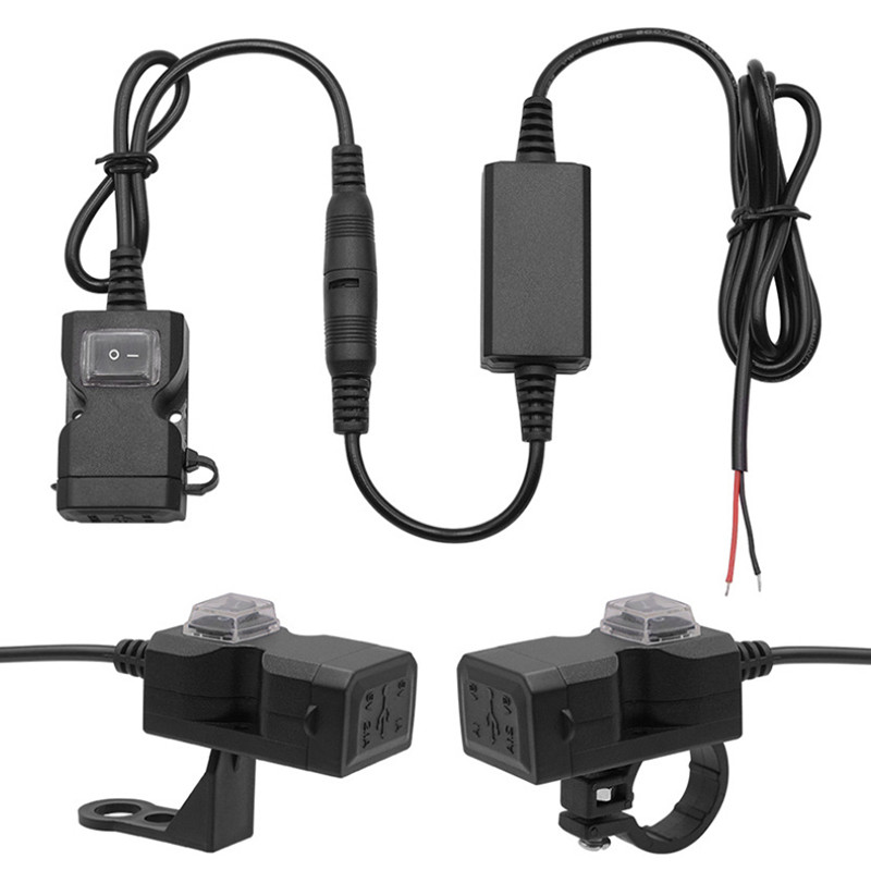 Încărcător USB dublu pentru motocicletă Port ghidon 12V impermeabil 5V 1A 2.1A Adaptor priză de alimentare pentru telefon mobil